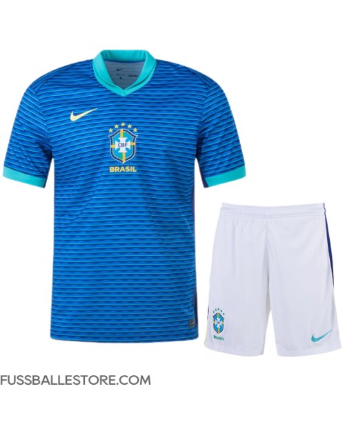 Günstige Brasilien Auswärts Trikotsatzt Kinder Copa America 2024 Kurzarm (+ Kurze Hosen)